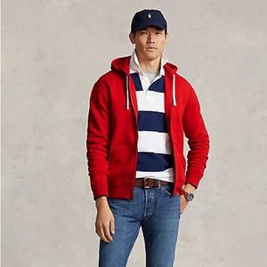 Polo Ralph Lauren Mens Signature Full Zip Hoodie Fleece Lined Size XXL in Red